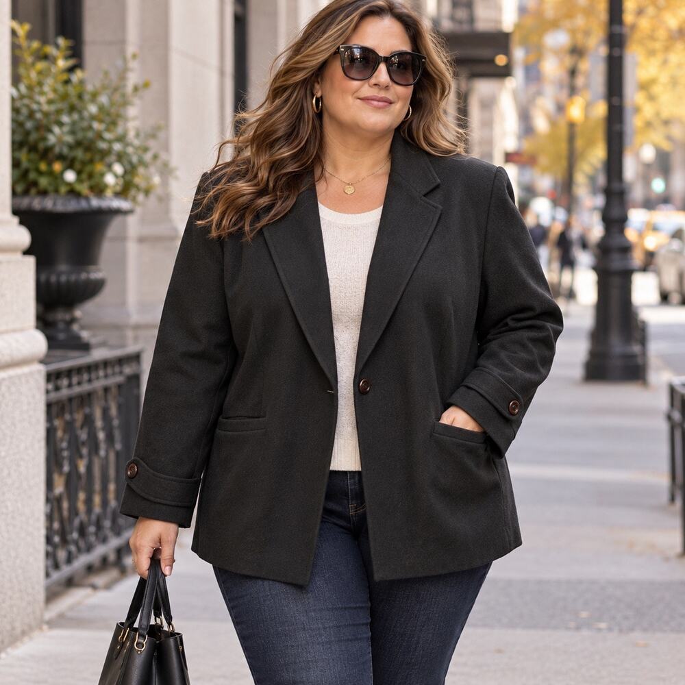 Requirements Women 100%Wool Black Tailored Blazer Jacket 24W Heritage Preppy